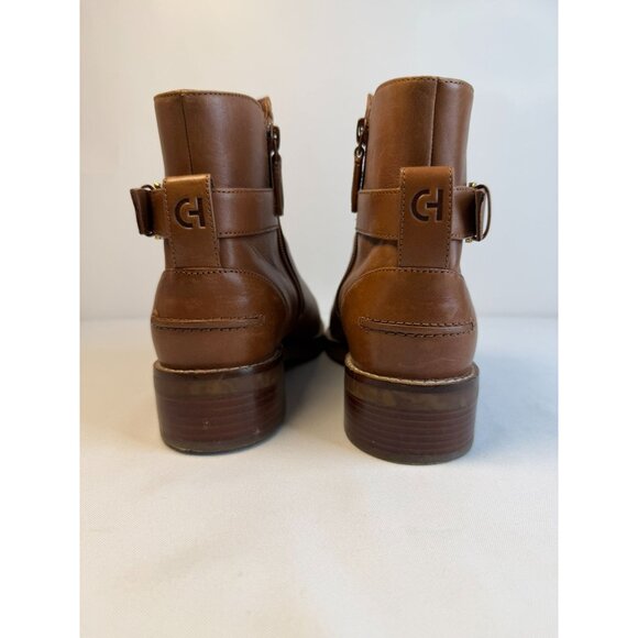 Cole Haan Hampshire Booties Women's Size 6.5B British Tan Leather Buckle Shoes - Picture 9 of 14